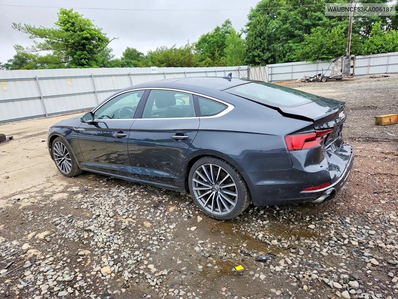 2019 Audi A5 Premium Plus VIN: WAUBNCF53KA006187 Lot: 57831096