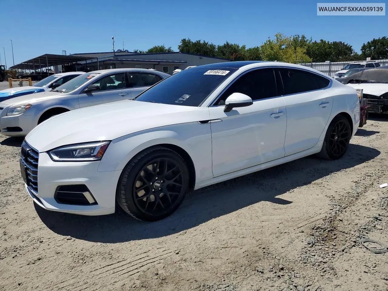 2019 Audi A5 Premium VIN: WAUANCF5XKA059139 Lot: 59166416