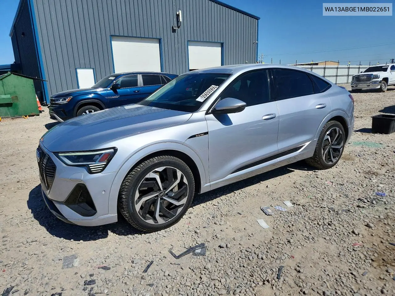 2021 Audi E-Tron Sportback Prestige VIN: WA13ABGE1MB022651 Lot: 55650966