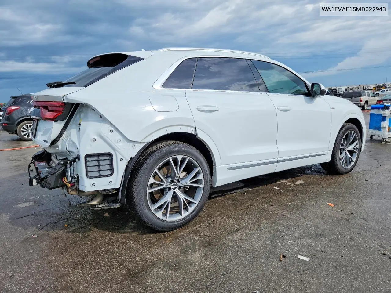 2021 Audi Q8 Prestige S-Line VIN: WA1FVAF15MD022943 Lot: 57359696