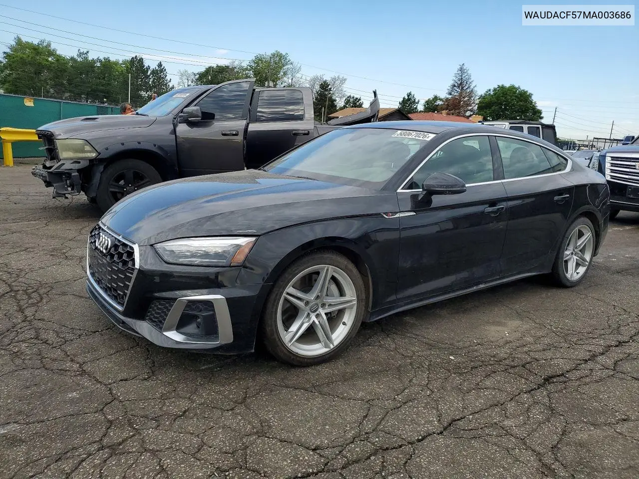 2021 Audi A5 Premium 45 VIN: WAUDACF57MA003686 Lot: 58067026