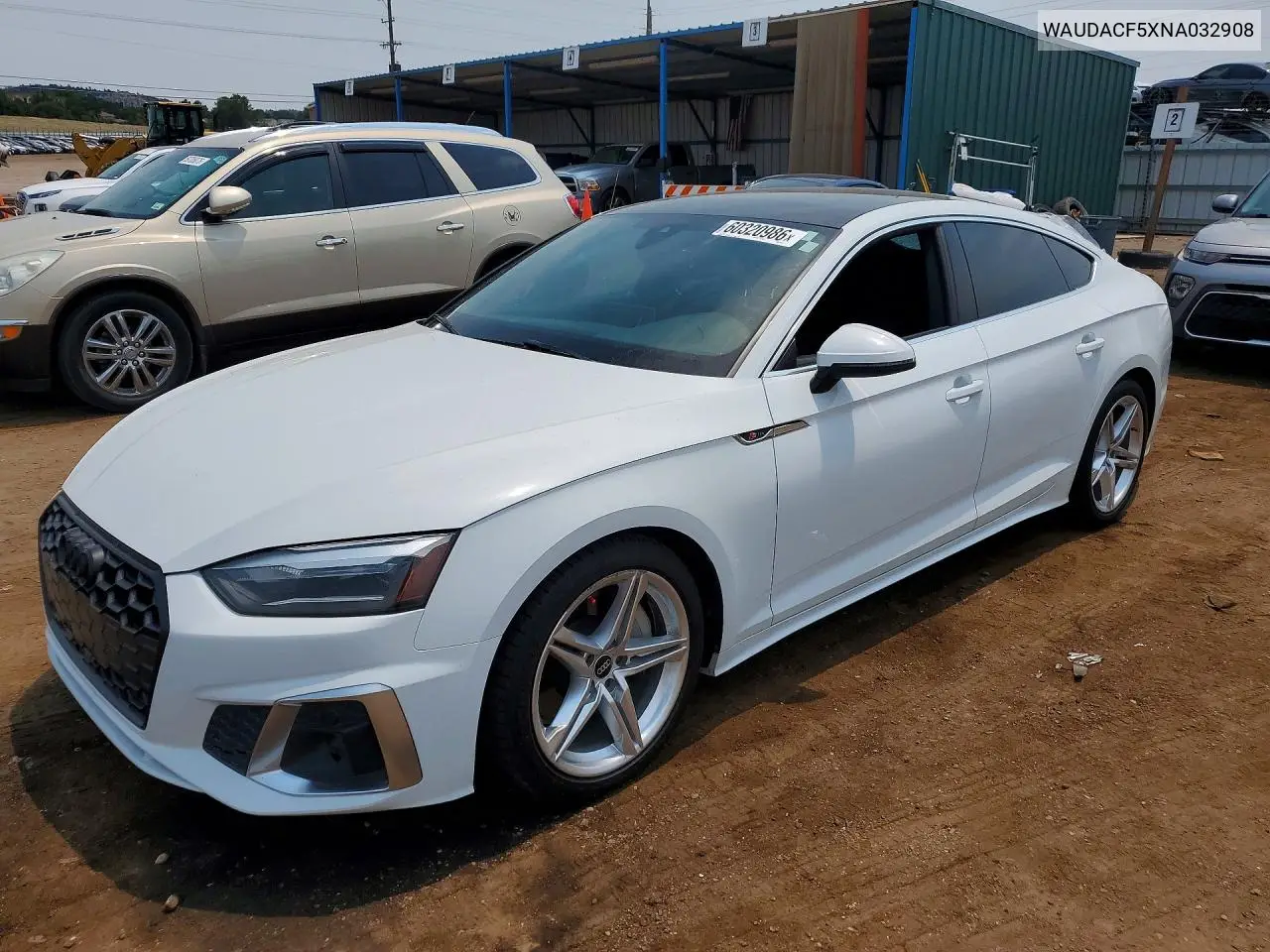2022 Audi A5 Premium 45 VIN: WAUDACF5XNA032908 Lot: 60320986