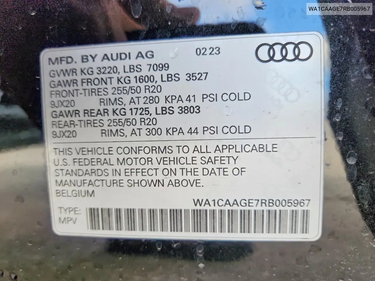 2024 Audi Q8 E-Tron Sportback Premium Plus VIN: WA1CAAGE7RB005967 Lot: 47945126