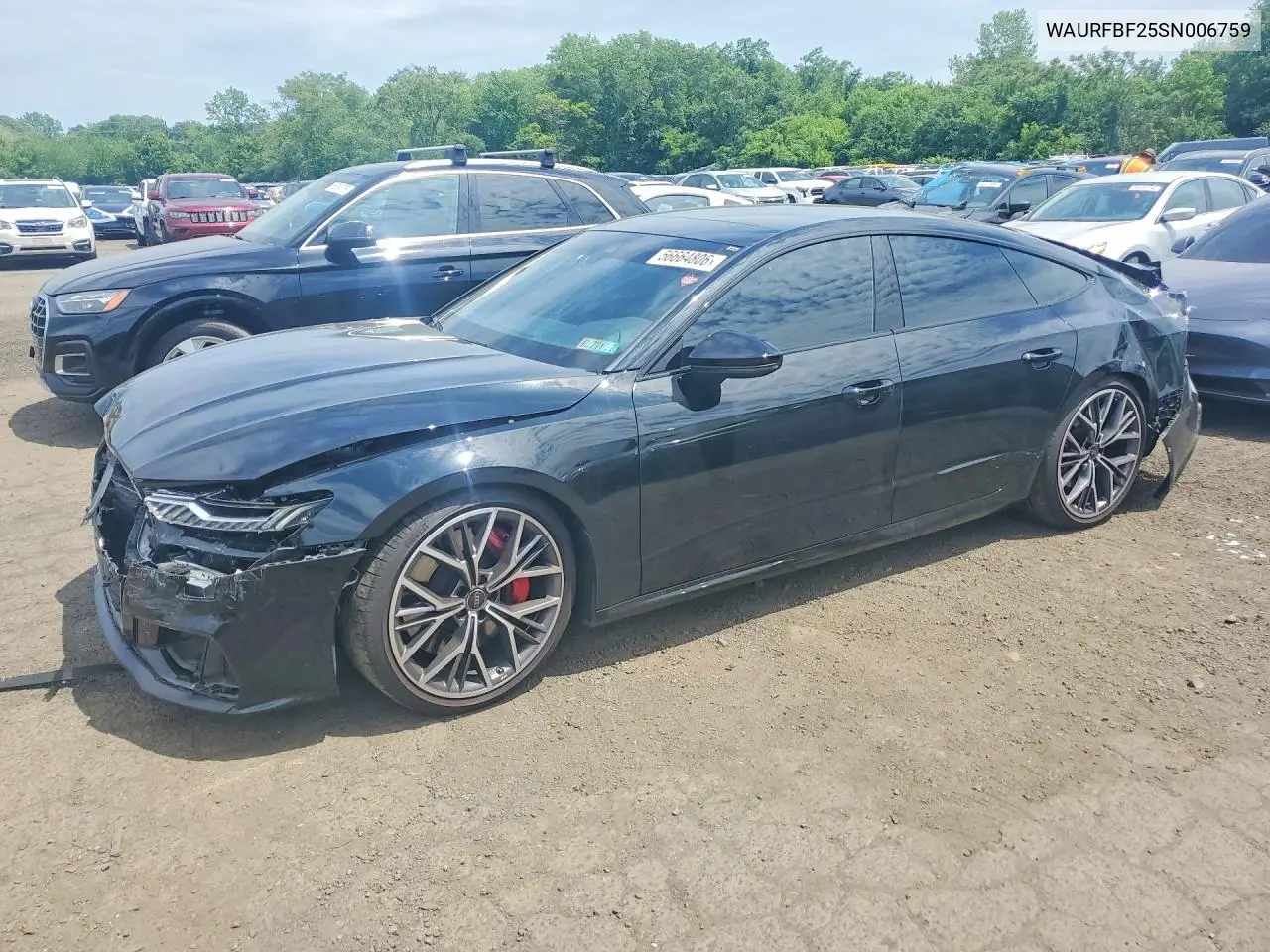 2025 Audi S7 Premium Plus VIN: WAURFBF25SN006759 Lot: 56664806