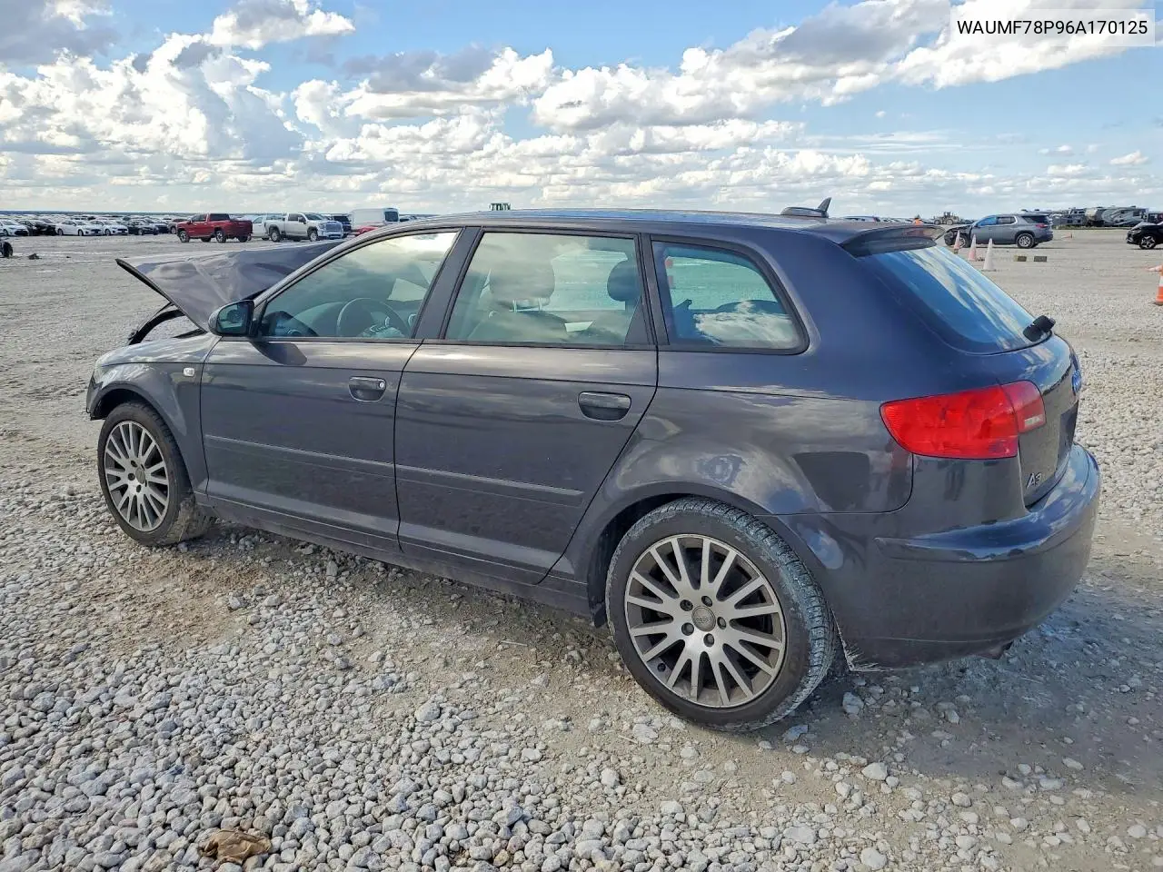 2006 Audi A3 2.0 Sport VIN: WAUMF78P96A170125 Lot: 45912626