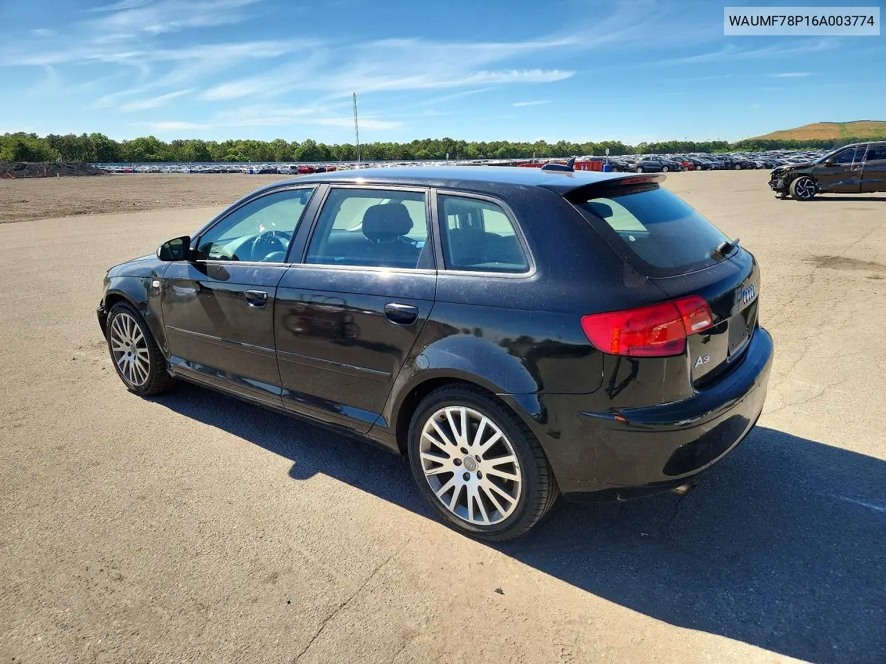 2006 Audi A3 2.0 Sport VIN: WAUMF78P16A003774 Lot: 56925306