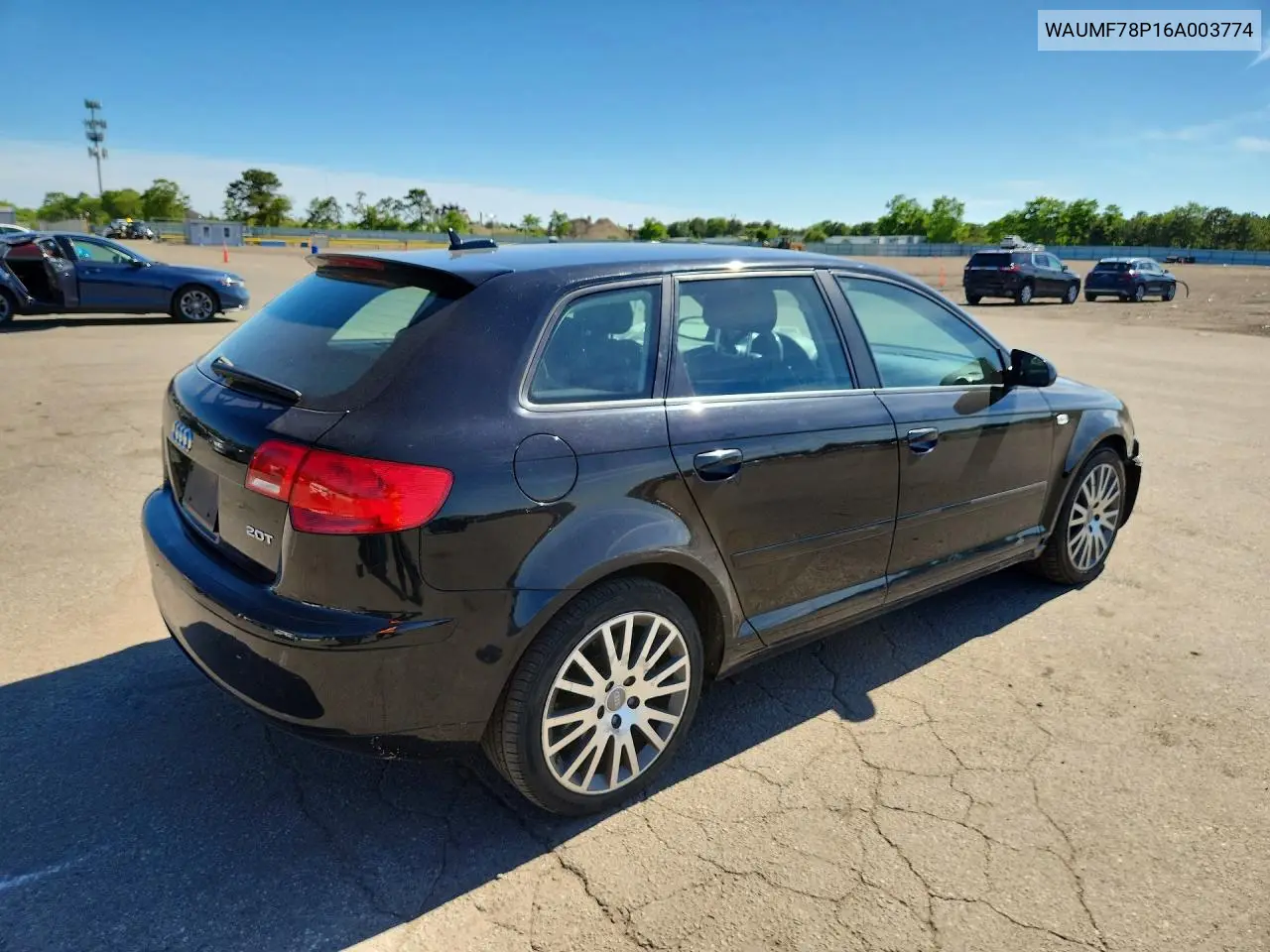 2006 Audi A3 2.0 Sport VIN: WAUMF78P16A003774 Lot: 56925306