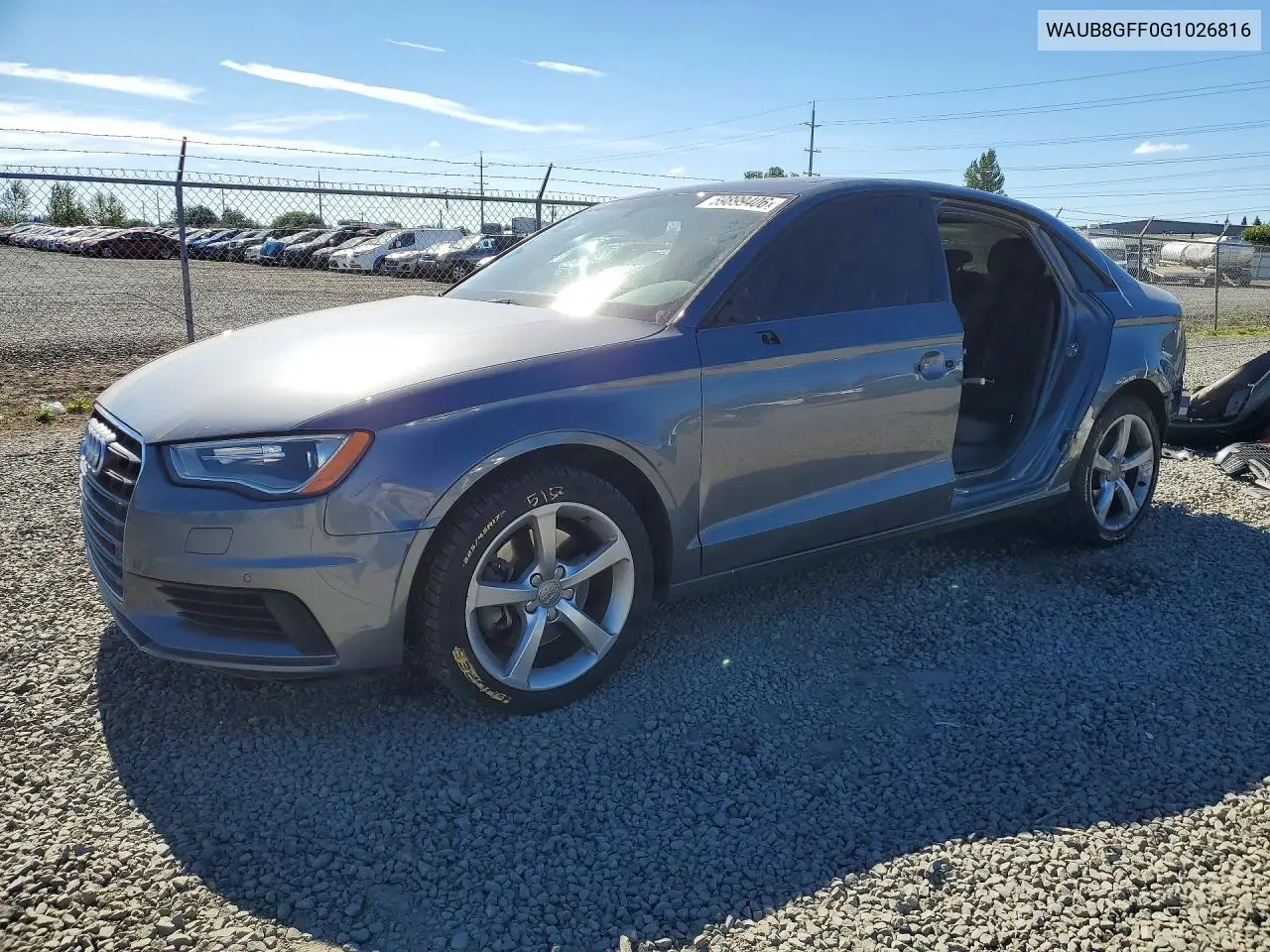 2016 Audi A3 Premium VIN: WAUB8GFF0G1026816 Lot: 59899406