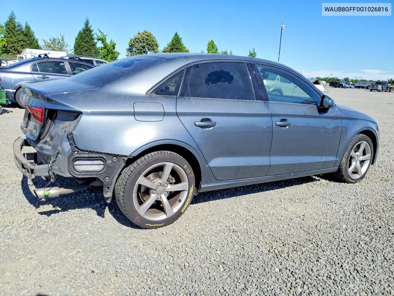 2016 Audi A3 Premium VIN: WAUB8GFF0G1026816 Lot: 59899406