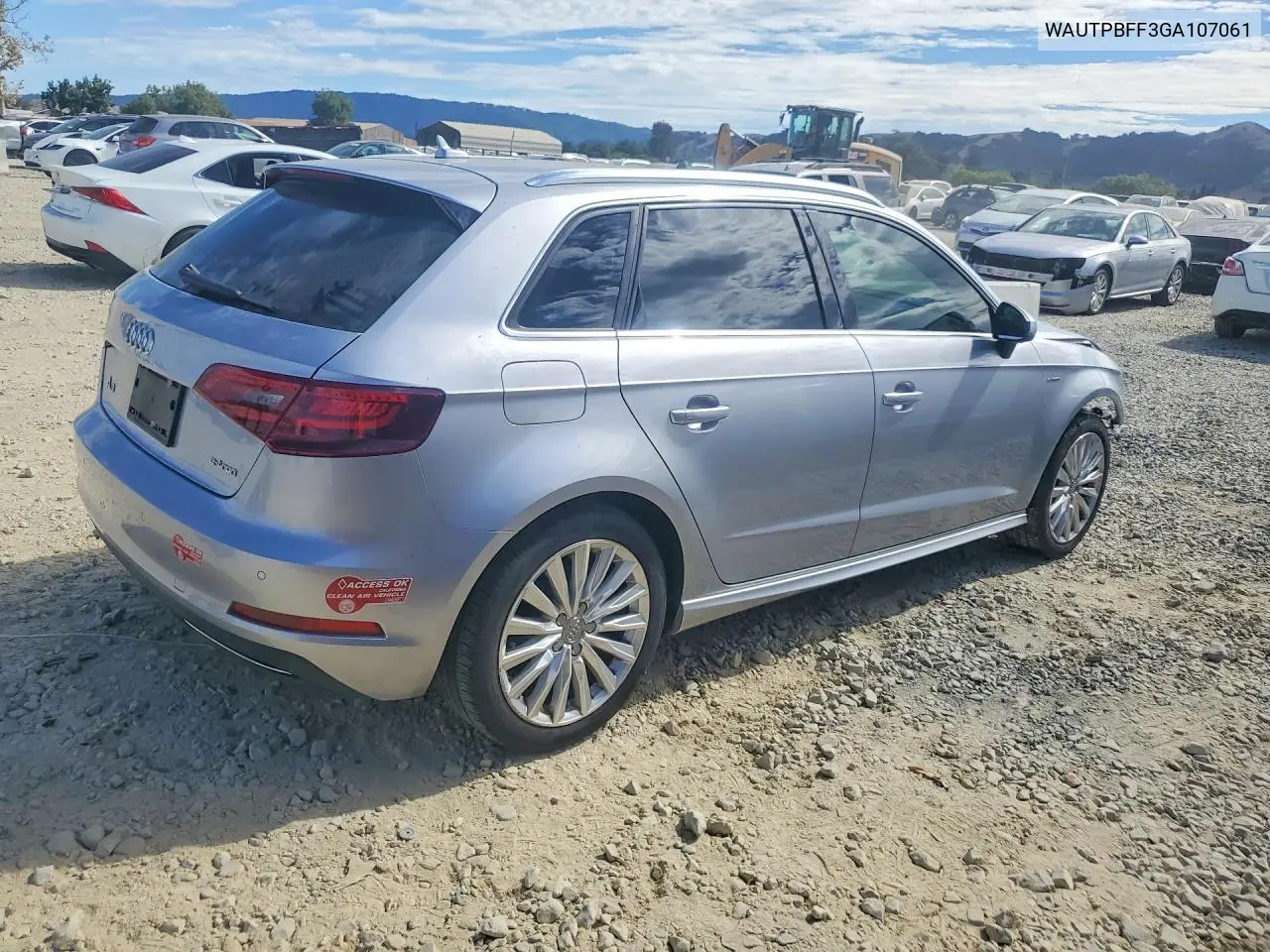 2016 Audi A3 E-Tron Premium Plus VIN: WAUTPBFF3GA107061 Lot: 61937676