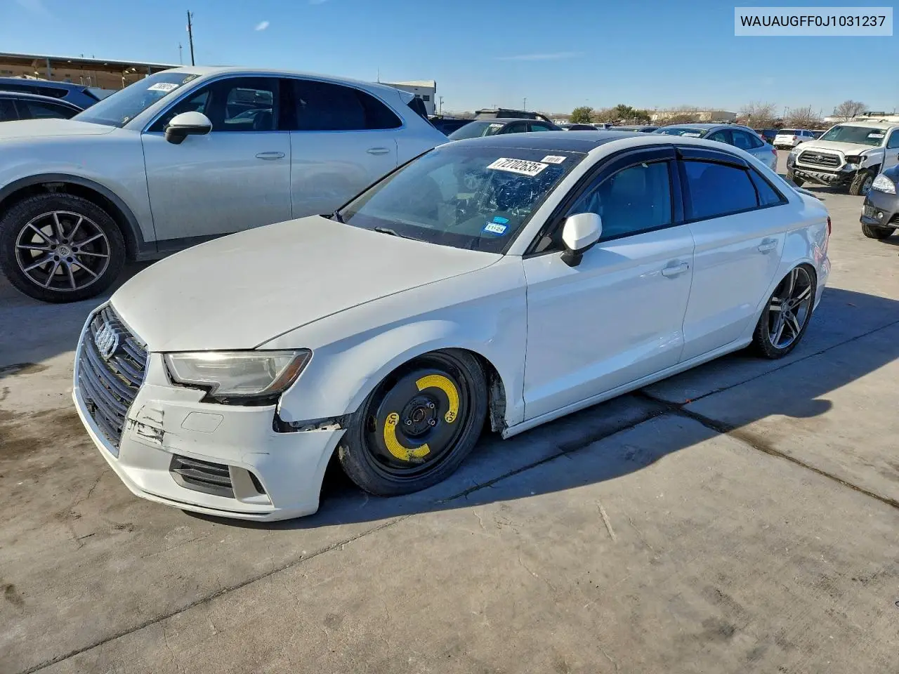 2018 Audi A3 Premium VIN: WAUAUGFF0J1031237 Lot: 72702635