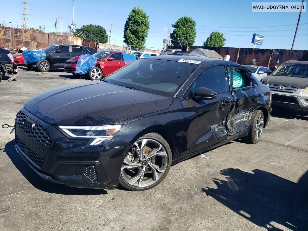 2022 Audi A3 Premium Plus VIN: WAUHUDGY7NA104011 Lot: 55607126
