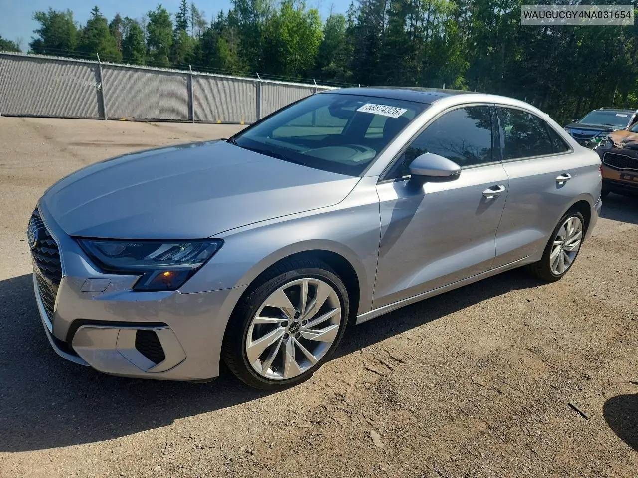 2022 Audi A3 Komfort VIN: WAUGUCGY4NA031654 Lot: 58874326