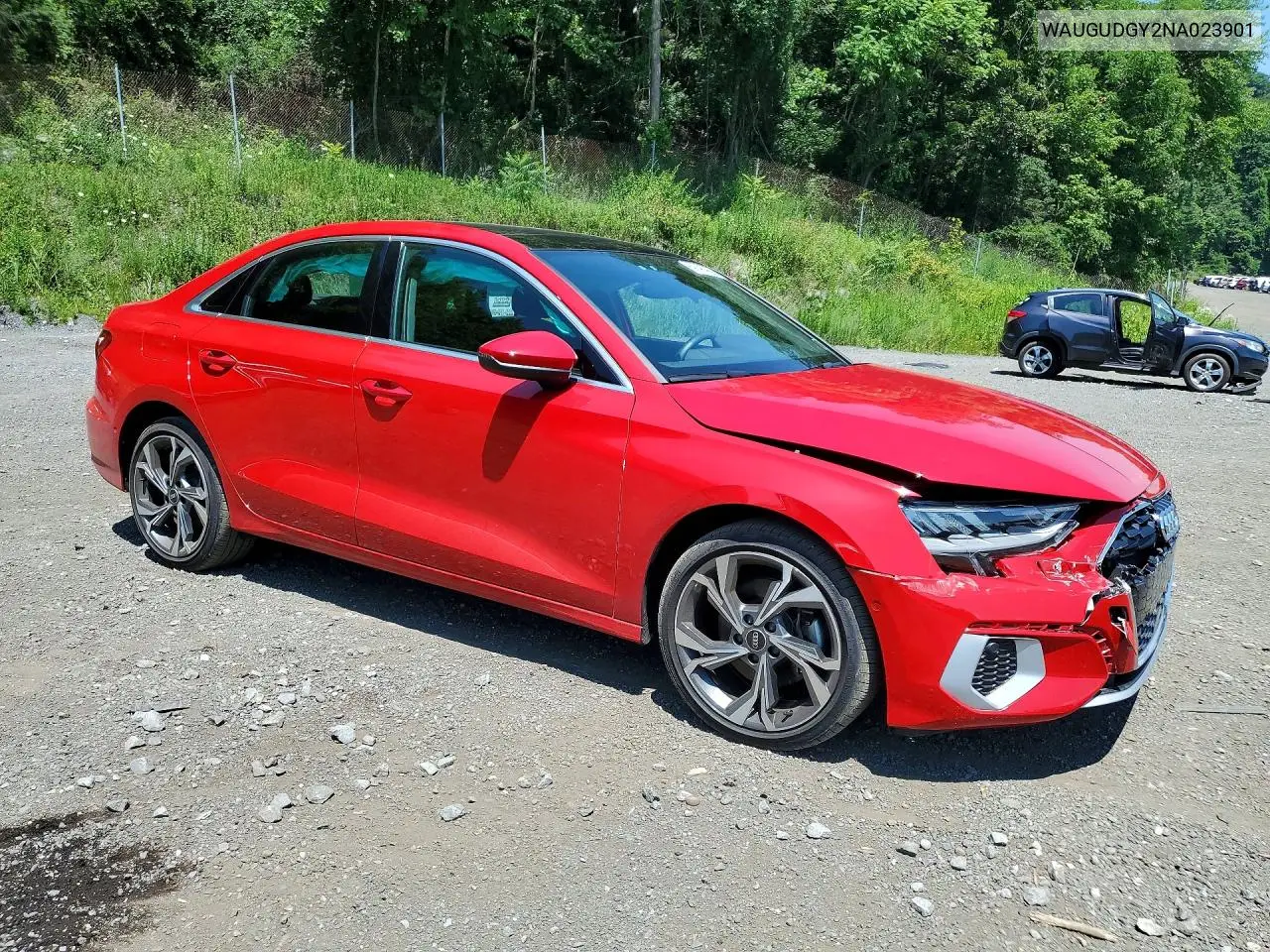 2022 Audi A3 Premium VIN: WAUGUDGY2NA023901 Lot: 59095966