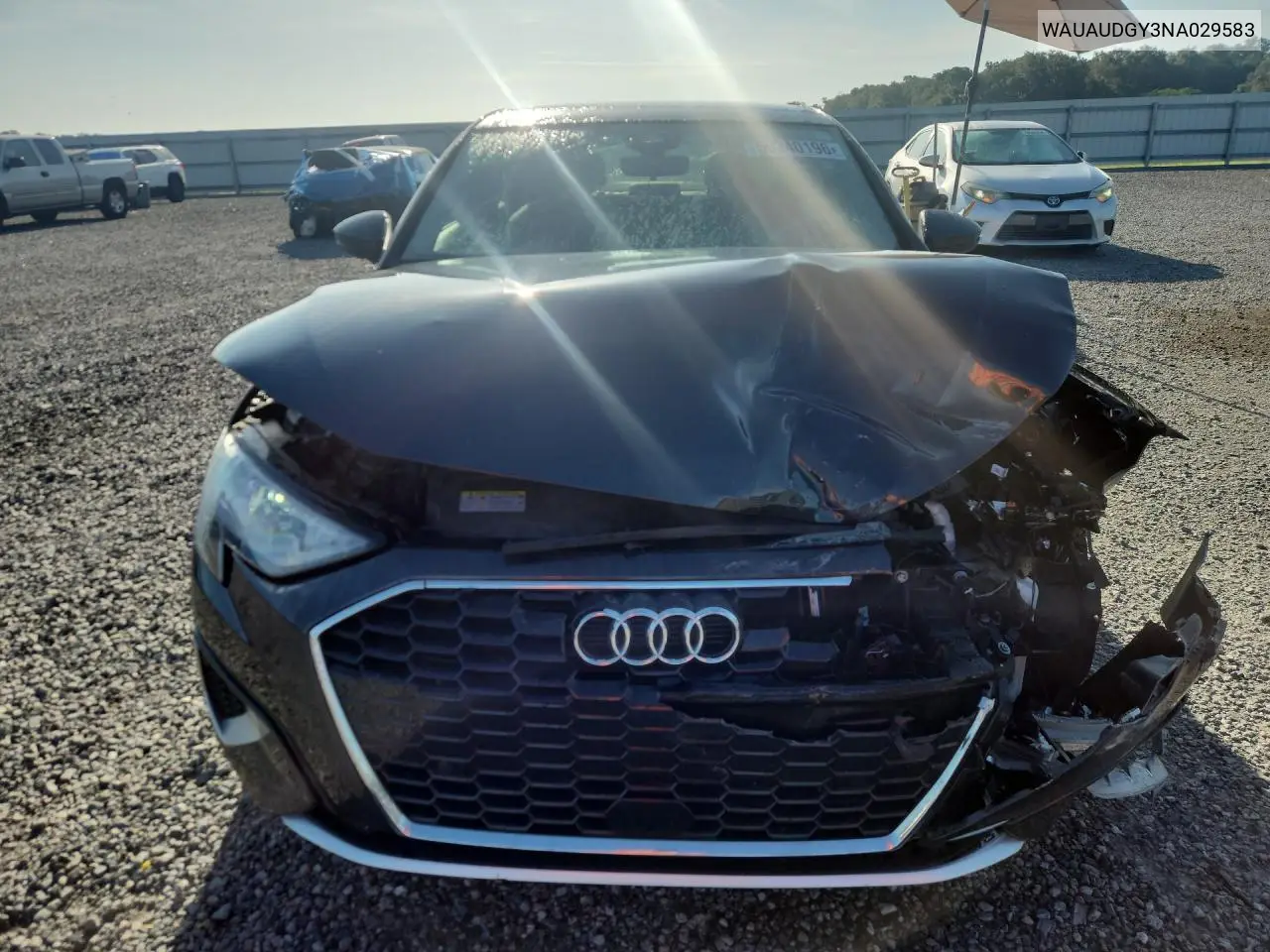 2022 Audi A3 Premium VIN: WAUAUDGY3NA029583 Lot: 59240196