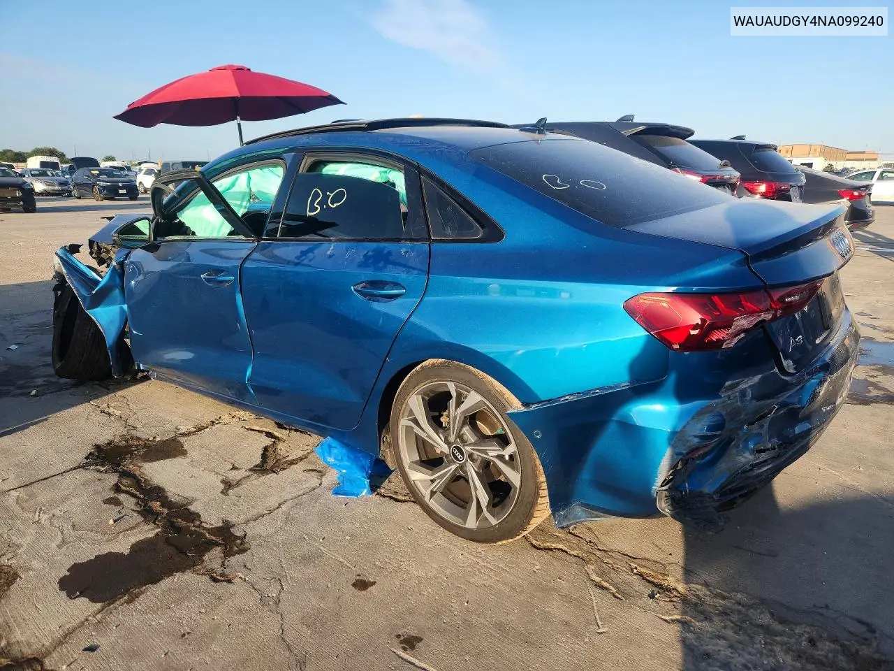 2022 Audi A3 Premium VIN: WAUAUDGY4NA099240 Lot: 60553936