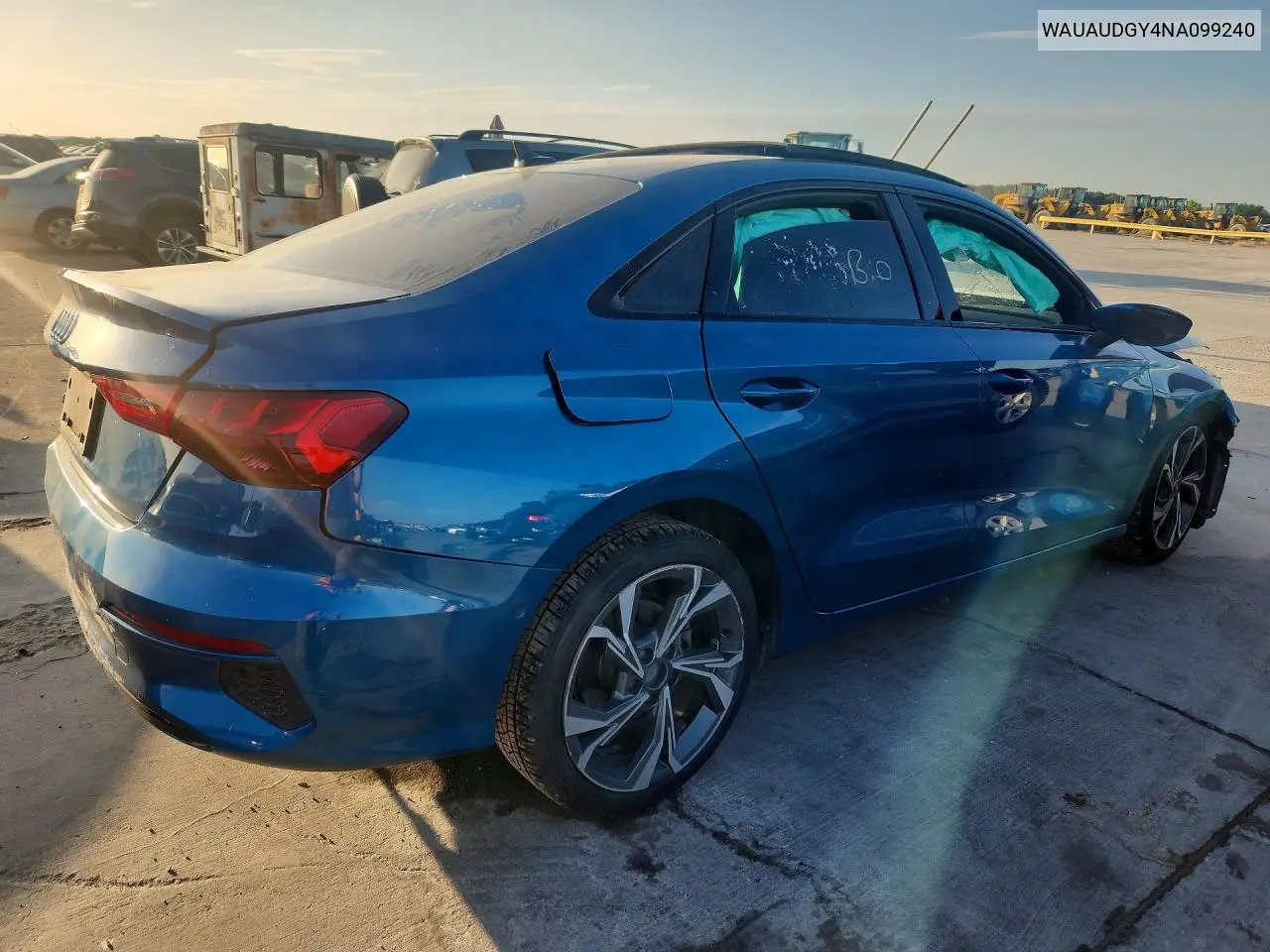 2022 Audi A3 Premium VIN: WAUAUDGY4NA099240 Lot: 60553936