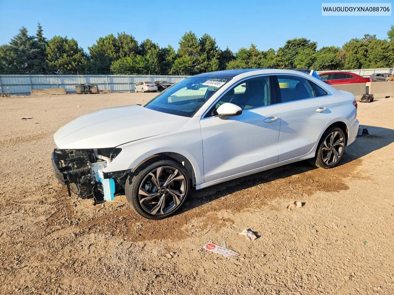 2022 Audi A3 Premium VIN: WAUGUDGYXNA088706 Lot: 60652466
