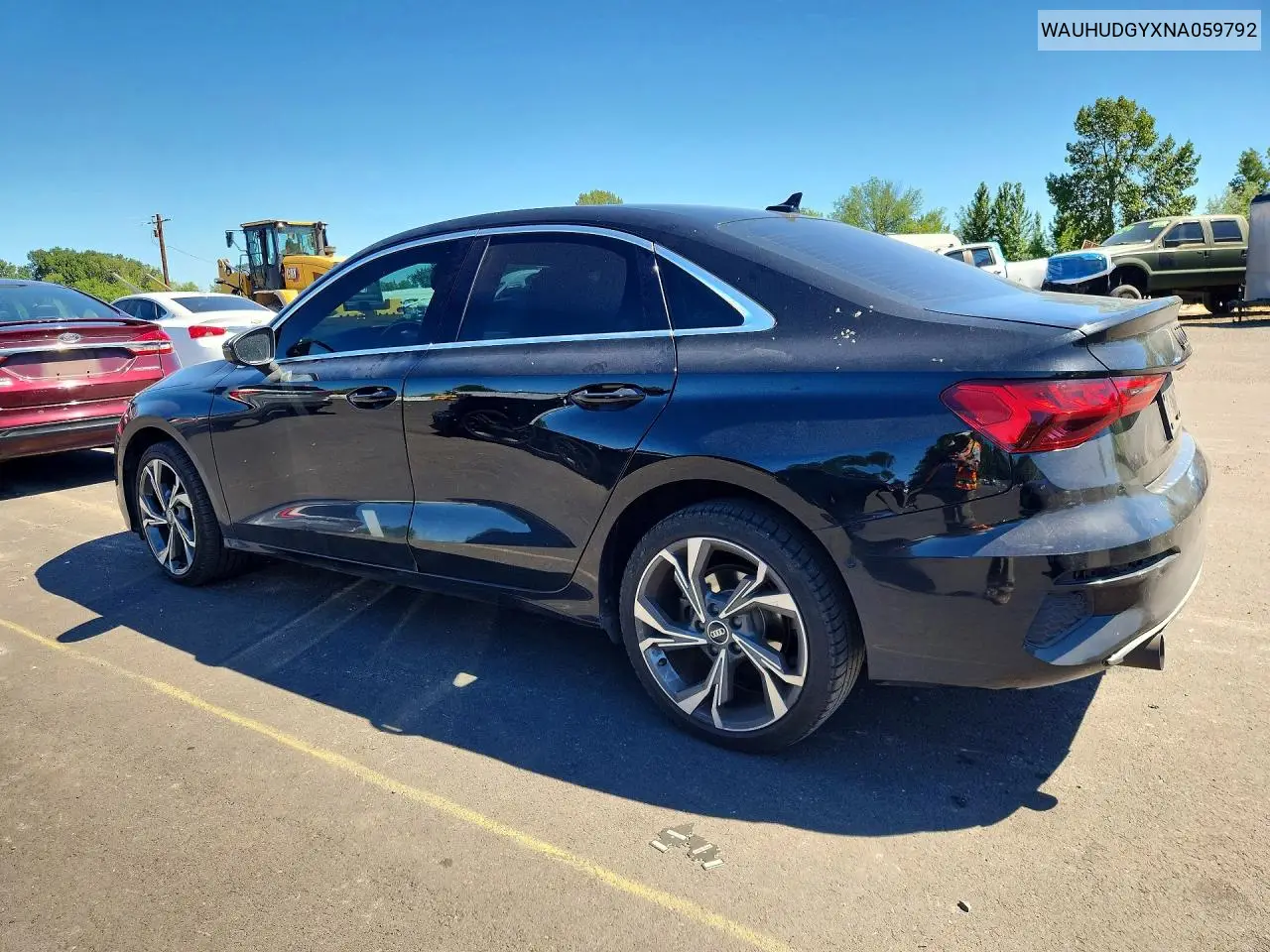 2022 Audi A3 VIN: WAUHUDGYXNA059792 Lot: 60862866