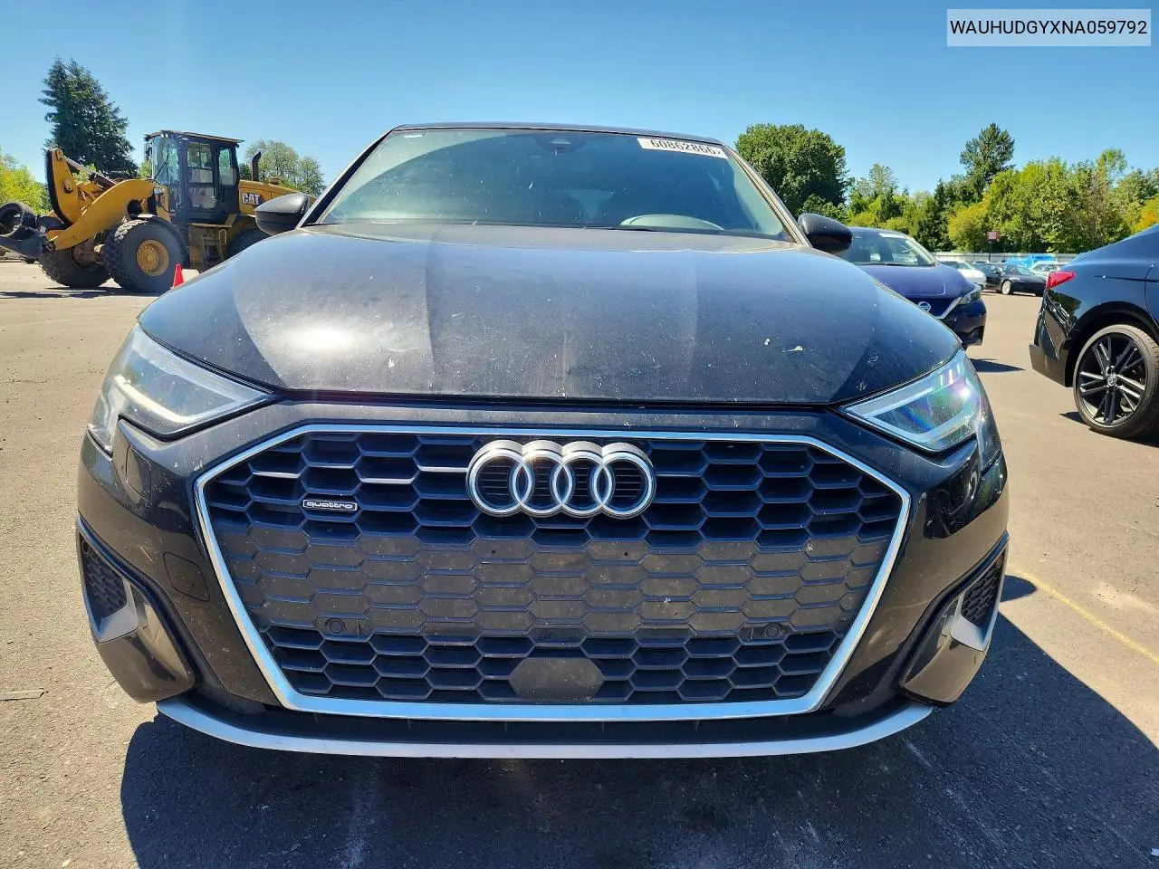 2022 Audi A3 VIN: WAUHUDGYXNA059792 Lot: 60862866