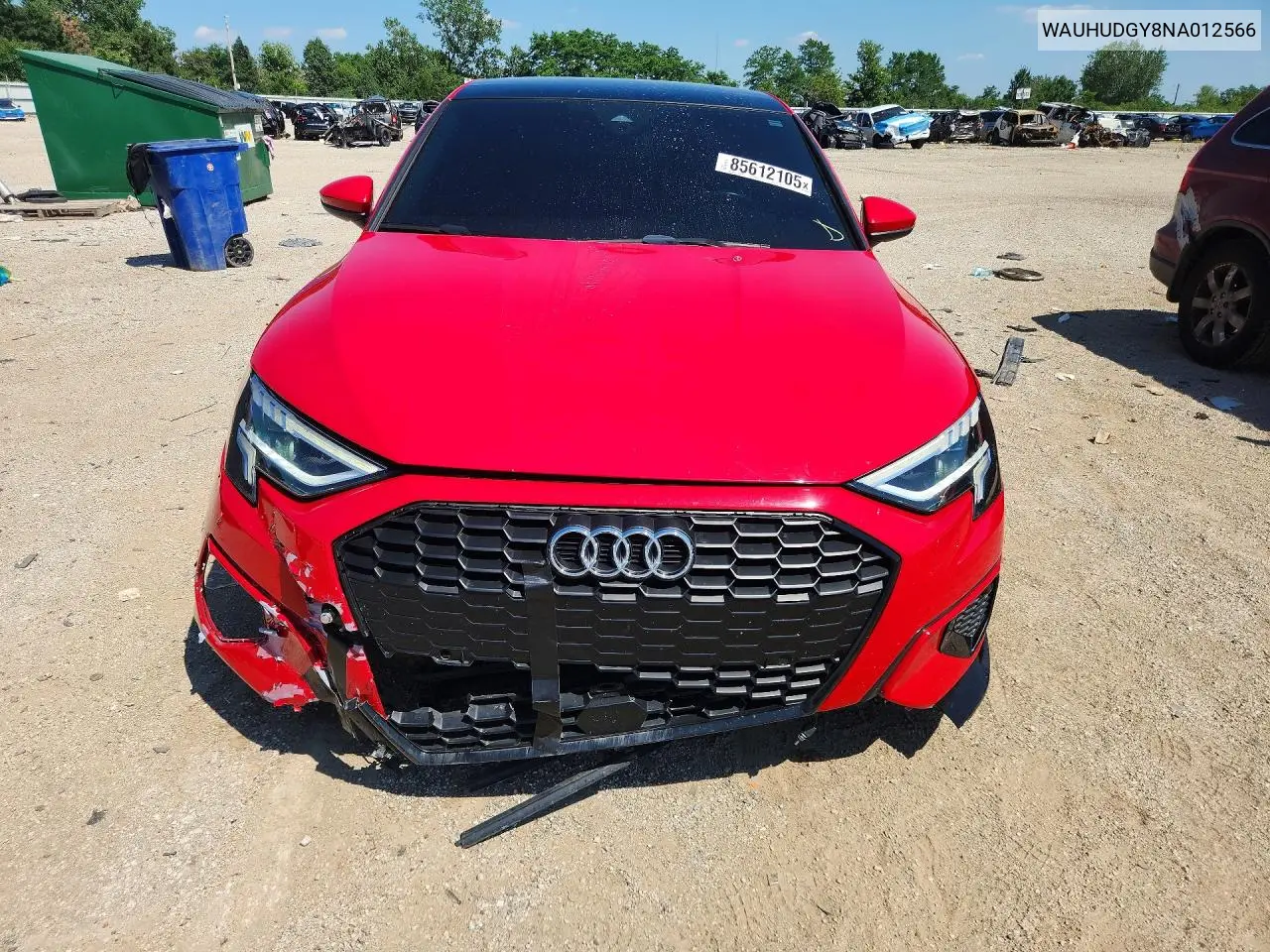 2022 Audi A3 Premium Plus VIN: WAUHUDGY8NA012566 Lot: 85612105