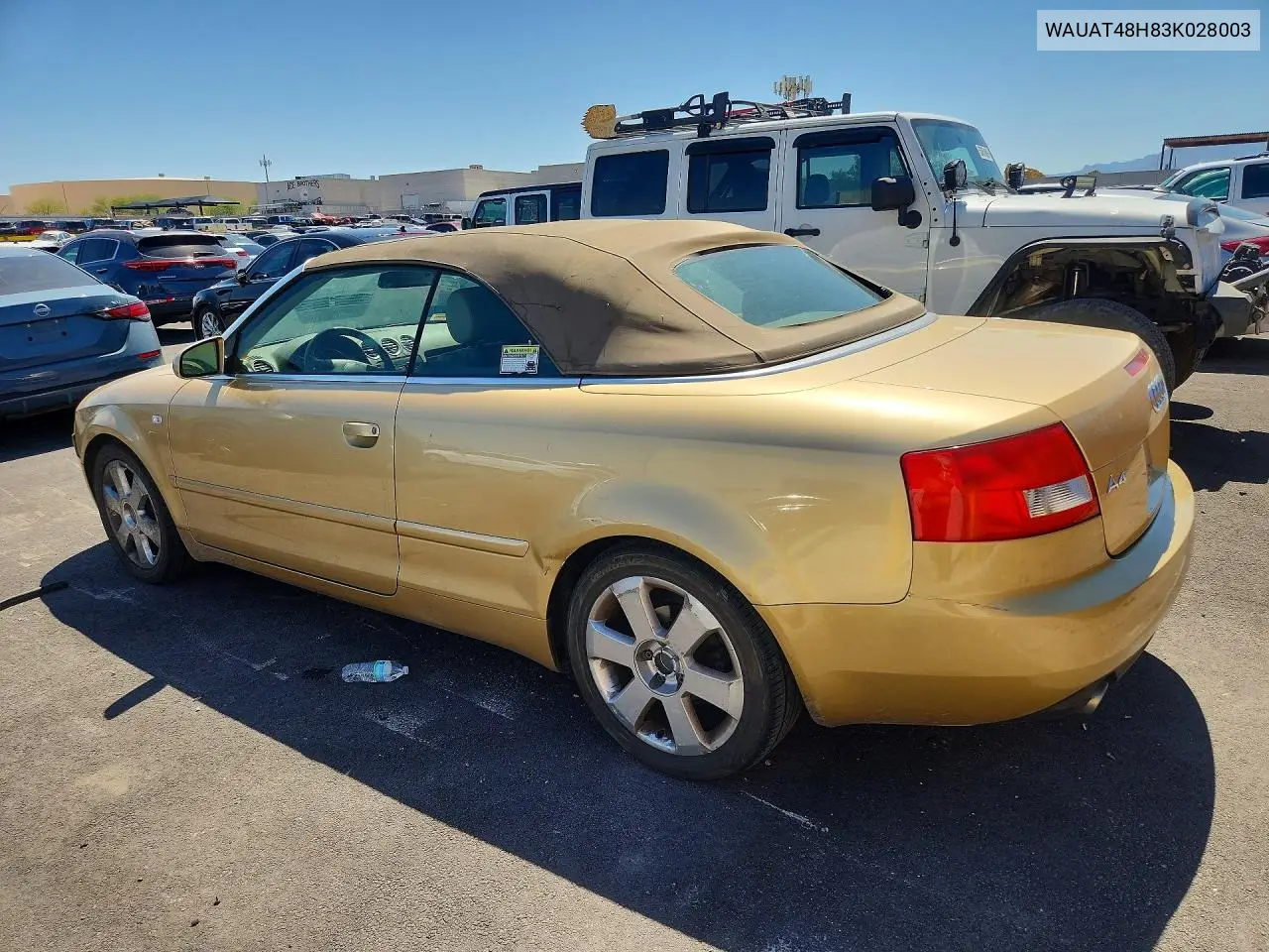 2003 Audi A4 3.0 Cabriolet VIN: WAUAT48H83K028003 Lot: 54473086