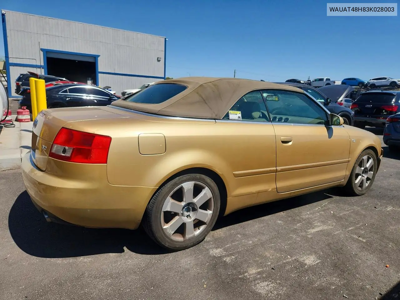2003 Audi A4 3.0 Cabriolet VIN: WAUAT48H83K028003 Lot: 54473086