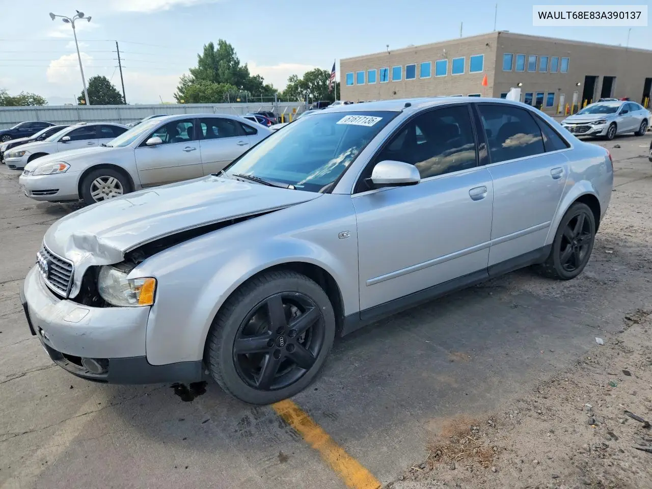 2003 Audi A4 3.0 Quattro VIN: WAULT68E83A390137 Lot: 61617136