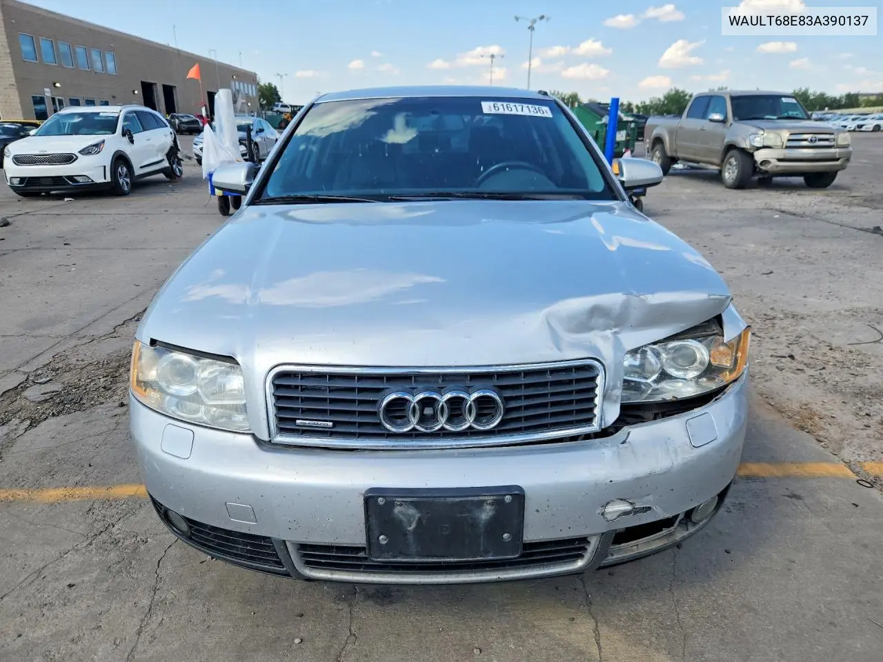 2003 Audi A4 3.0 Quattro VIN: WAULT68E83A390137 Lot: 61617136