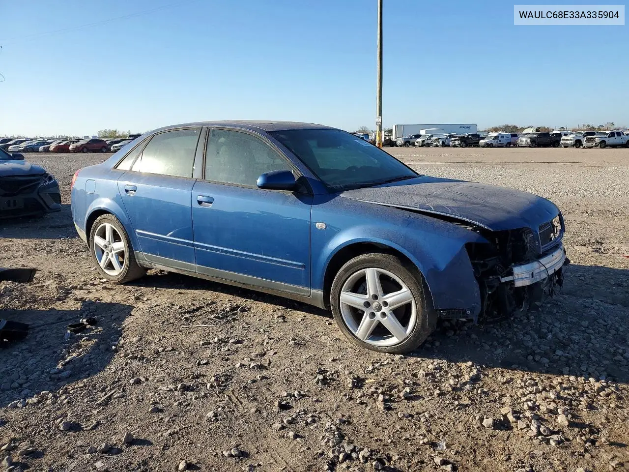 2003 Audi A4 VIN: WAULC68E33A335904 Lot: 99295075
