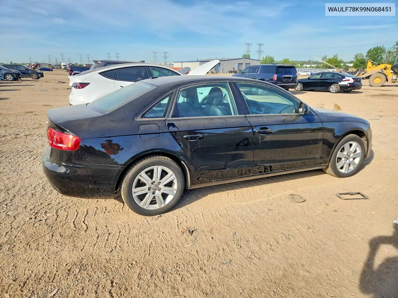 2009 Audi A4 2.0T Quattro VIN: WAULF78K99N068451 Lot: 55561516
