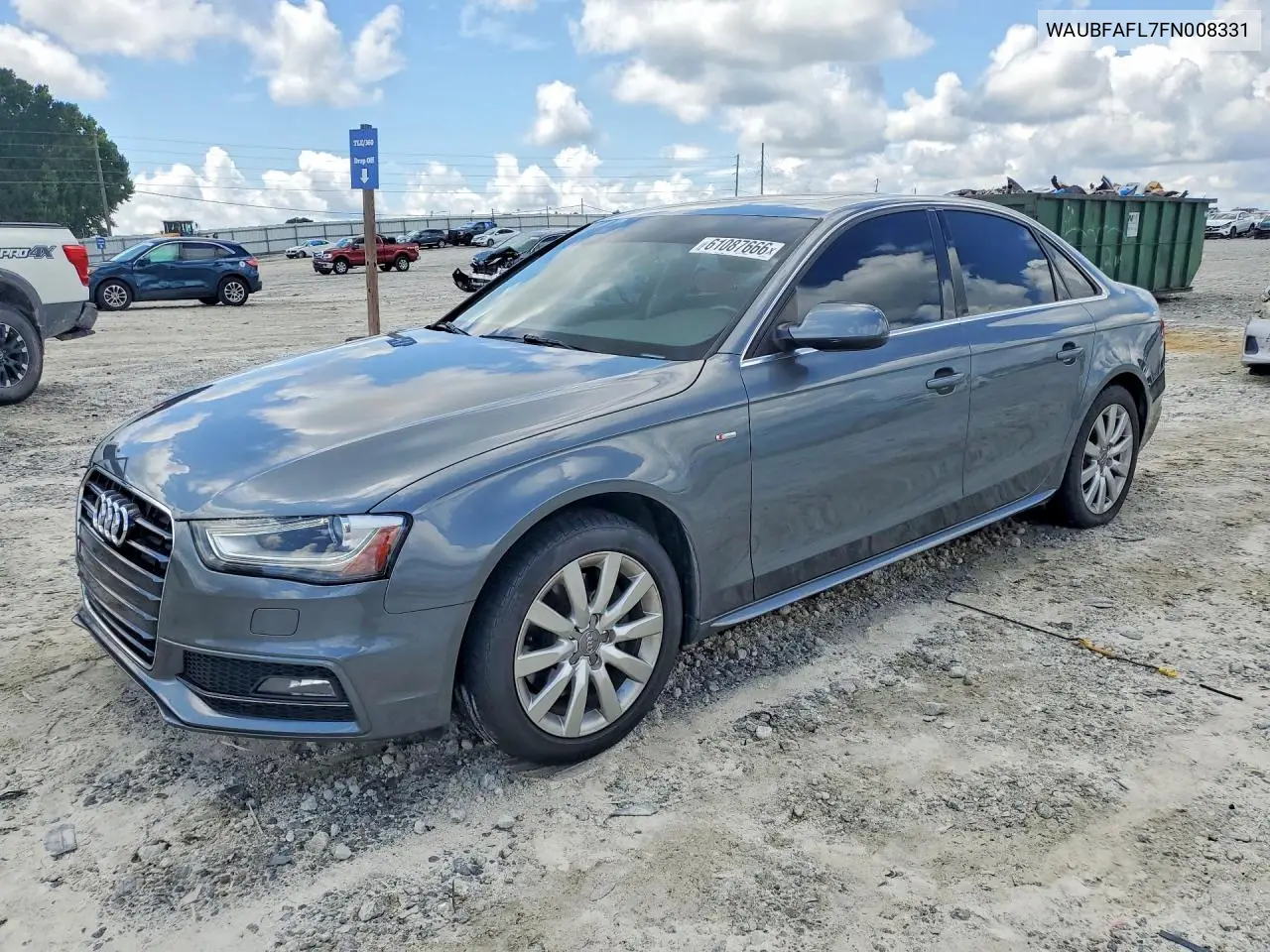 2015 Audi A4 Premium VIN: WAUBFAFL7FN008331 Lot: 61087666