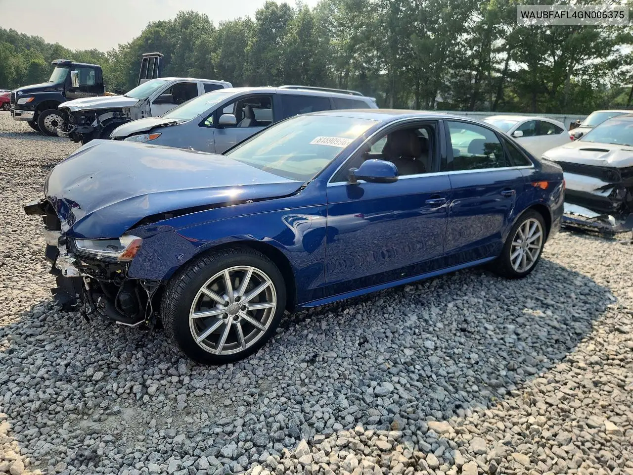 2016 Audi A4 Premium S-Line VIN: WAUBFAFL4GN006375 Lot: 61590996