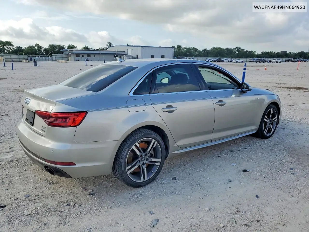 2017 Audi A4 Prestige VIN: WAUFNAF49HN064920 Lot: 58383256