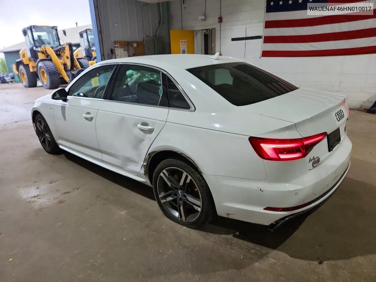 2017 Audi A4 Premium Plus VIN: WAUENAF46HN010017 Lot: 59237216