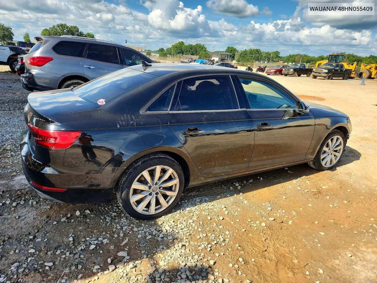 2017 Audi A4 Premium VIN: WAUANAF48HN055409 Lot: 59959226