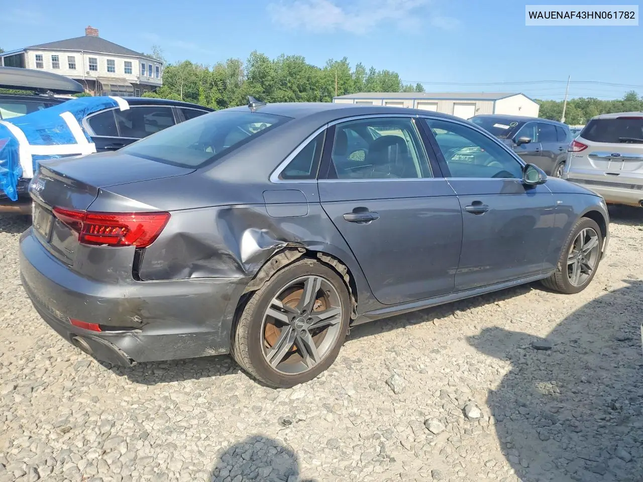 2017 Audi A4 Premium Plus VIN: WAUENAF43HN061782 Lot: 61540606