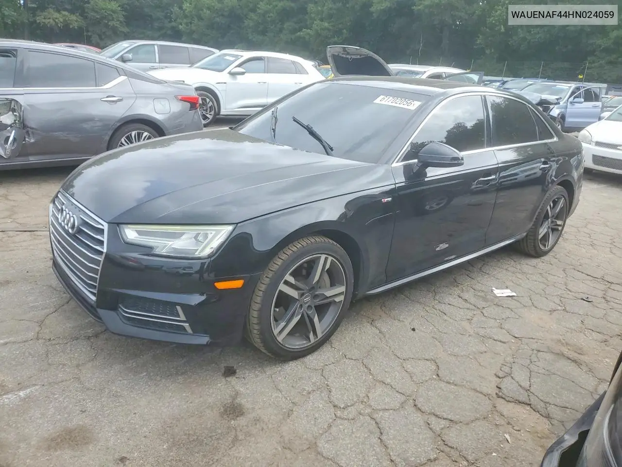 2017 Audi A4 Premium Plus VIN: WAUENAF44HN024059 Lot: 61702056