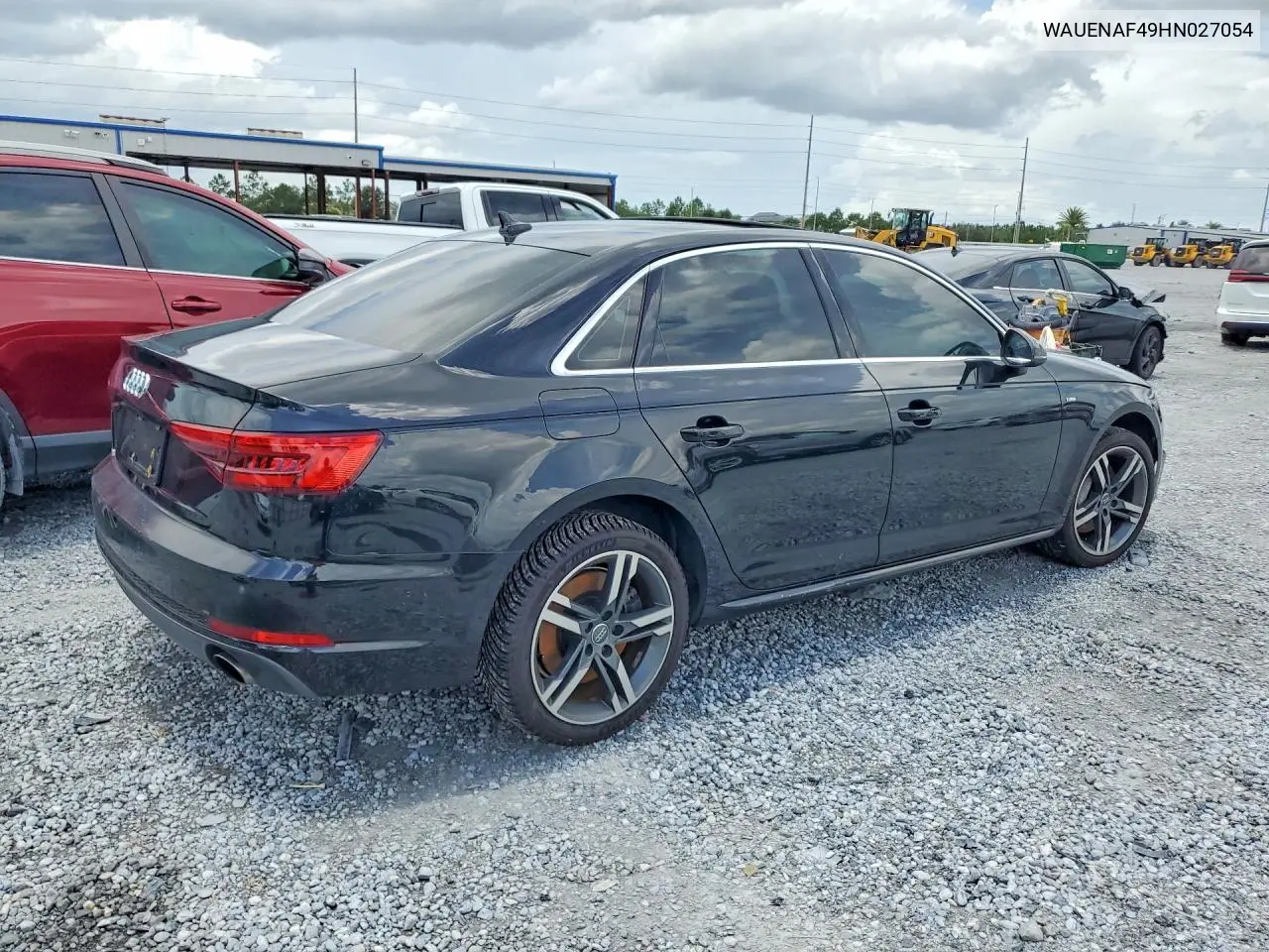 2017 Audi A4 Premium Plus VIN: WAUENAF49HN027054 Lot: 61782326