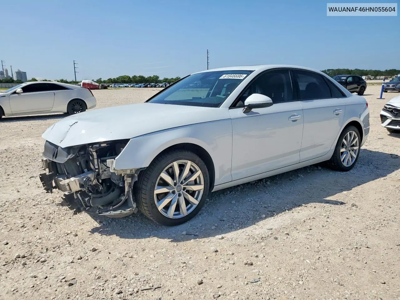 2017 Audi A4 Premium VIN: WAUANAF46HN055604 Lot: 61846686