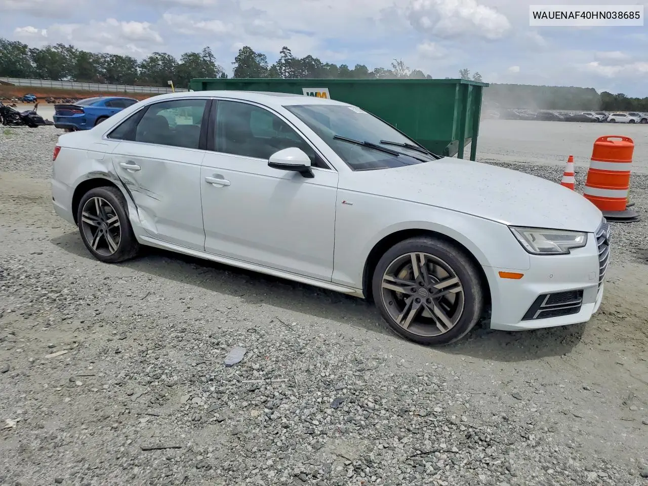 2017 Audi A4 Premium Plus VIN: WAUENAF40HN038685 Lot: 61893686
