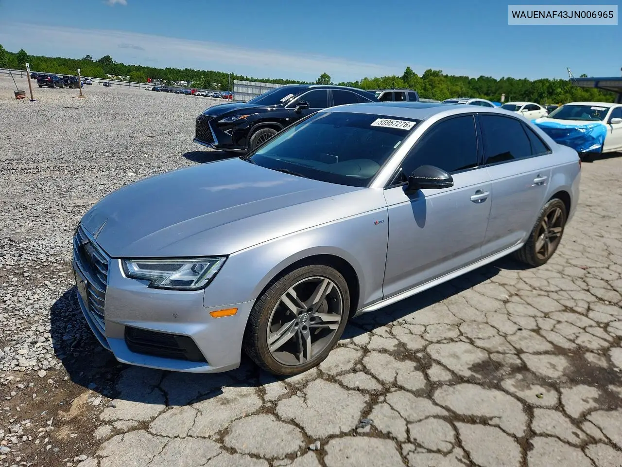 2018 Audi A4 Premium Plus VIN: WAUENAF43JN006965 Lot: 55957276