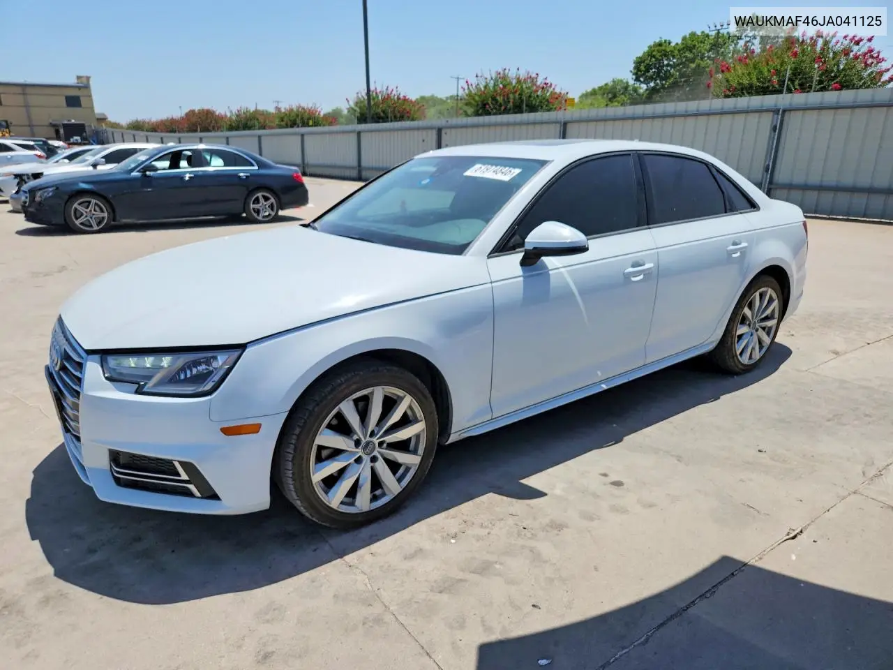 2018 Audi A4 Premium VIN: WAUKMAF46JA041125 Lot: 61974846