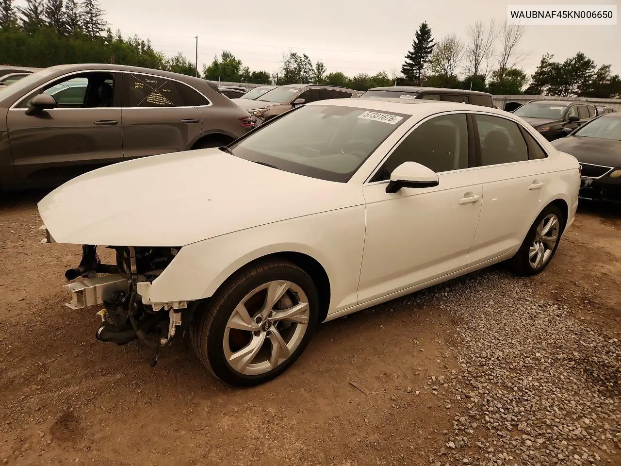 2019 Audi A4 Progressiv VIN: WAUBNAF45KN006650 Lot: 57331676