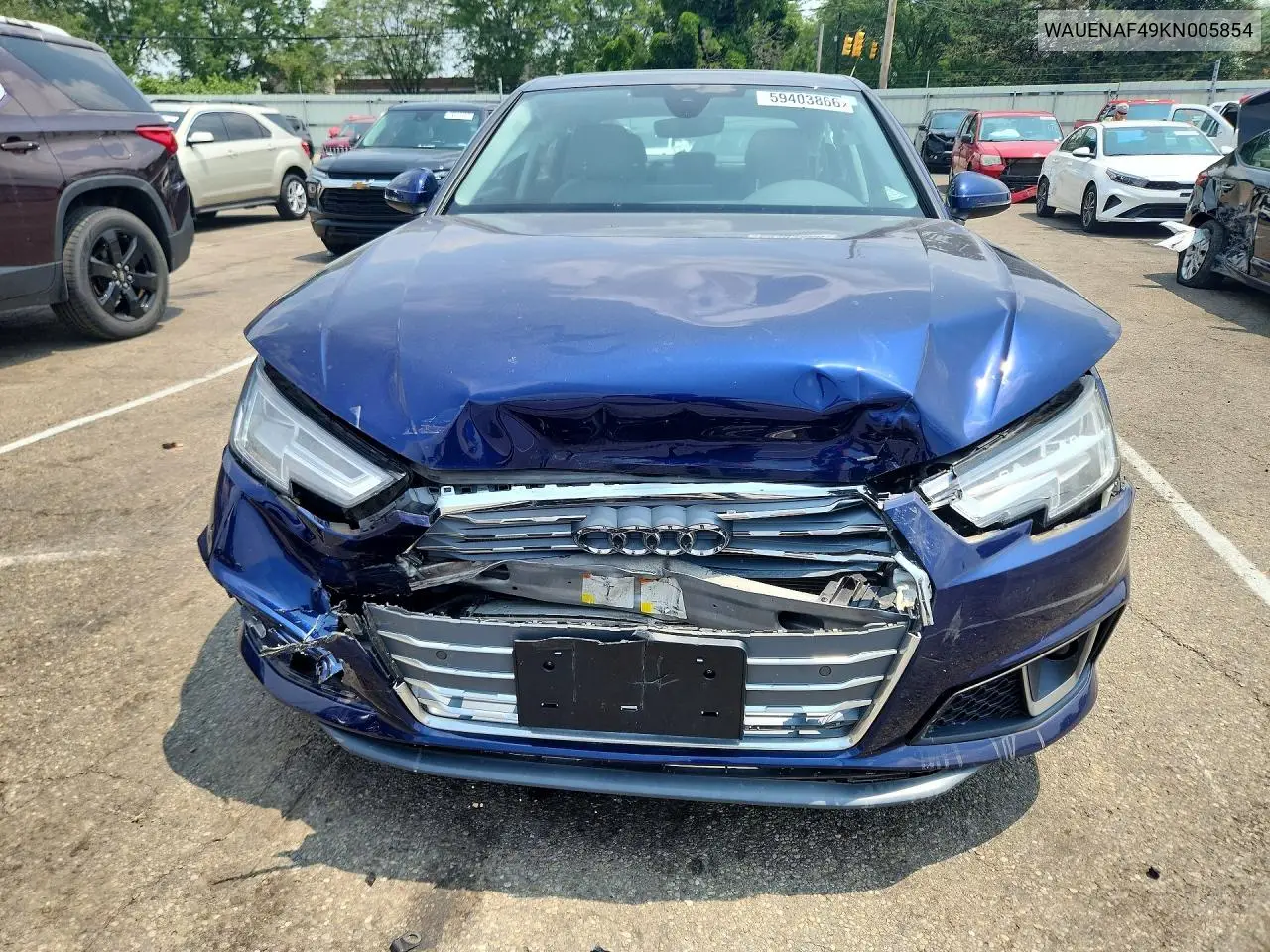 2019 Audi A4 Premium Plus VIN: WAUENAF49KN005854 Lot: 59403866