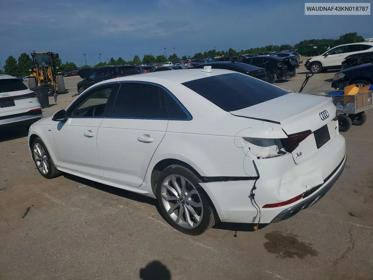 2019 Audi A4 Premium VIN: WAUDNAF43KN018787 Lot: 60270596