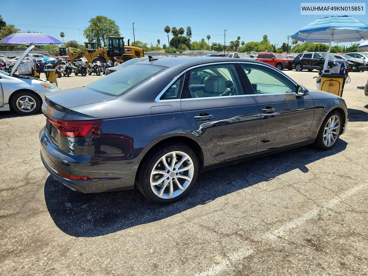 2019 Audi A4 Premium Plus VIN: WAUHMAF49KN015851 Lot: 60632606