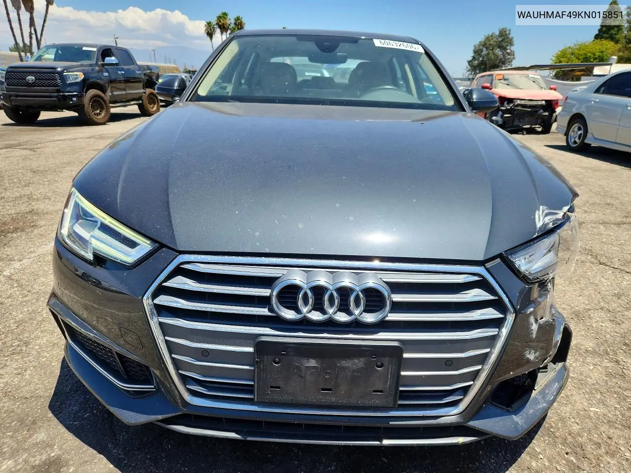 2019 Audi A4 Premium Plus VIN: WAUHMAF49KN015851 Lot: 60632606