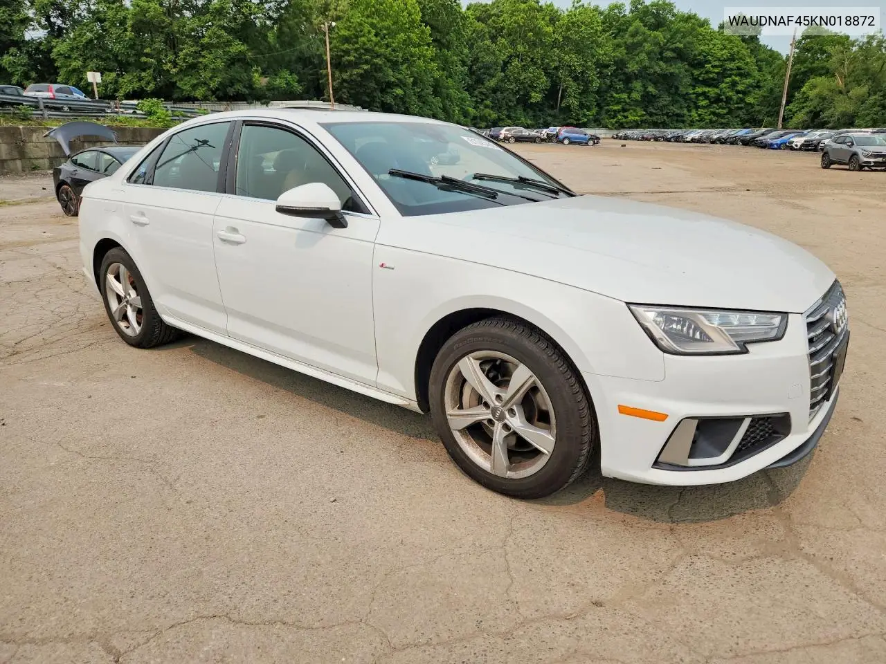 2019 Audi A4 Premium VIN: WAUDNAF45KN018872 Lot: 61043486
