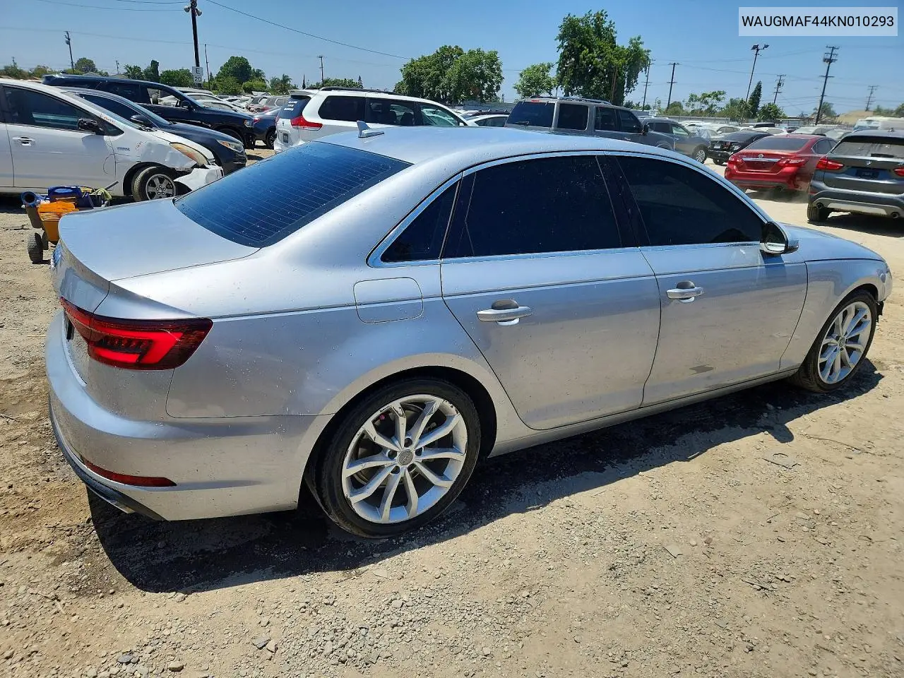 2019 Audi A4 Sport Quattro VIN: WAUGMAF44KN010293 Lot: 85606535